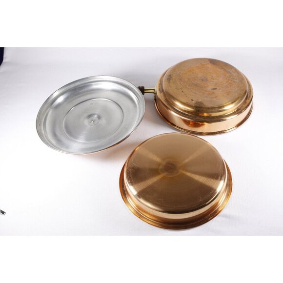 Vintage Tagus copperware pan, country kitchen cookware chafing dish, copper food - Picture 4 of 10